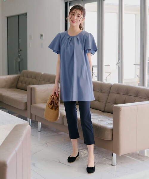 Tiaclasse（ティアクラッセ）の「“あまラク” シフォンフレアスリーブカットソーチュニック（Tシャツ/カットソー・レディース・ピンク系その他/ブルー/ネイビー/グレー・XL/XXL）」の14枚目の写真