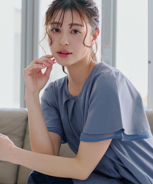 Tiaclasse（ティアクラッセ）の「“あまラク” シフォンフレアスリーブカットソーチュニック（Tシャツ/カットソー・レディース・ピンク系その他/ブルー/ネイビー/グレー・XL/XXL）」の16枚目の写真