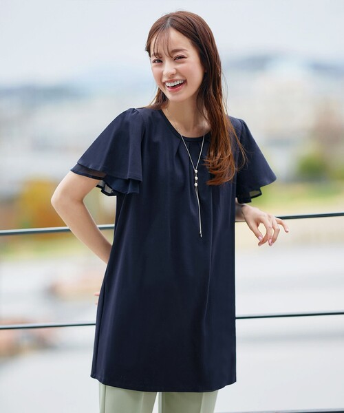 Tiaclasse（ティアクラッセ）の「“あまラク” シフォンフレアスリーブカットソーチュニック（Tシャツ/カットソー・レディース・ピンク系その他/ブルー/ネイビー/グレー・XL/XXL）」の22枚目の写真