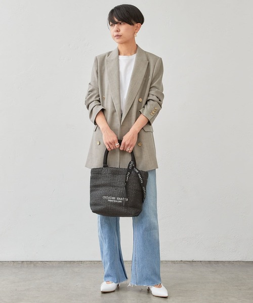 CUISINE HABITS（クイジーヌハビッツ）の「HORIZONTAL TOTE ラフィア風（トートバッグ・レディース・ブラック/アイボリー・フリー）」の12枚目の写真