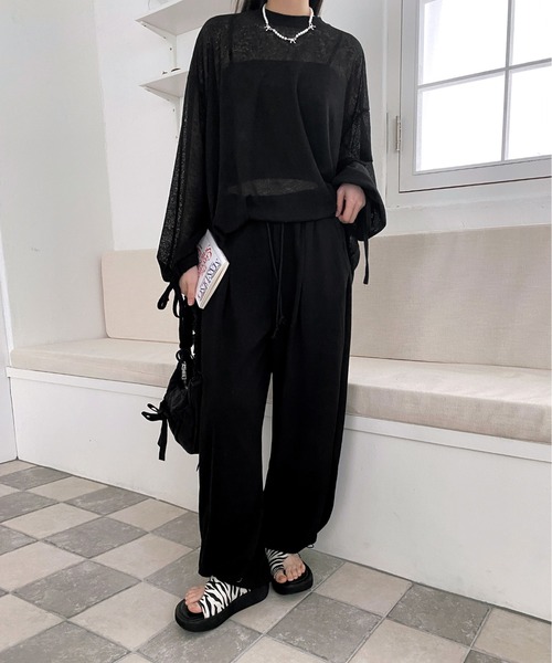 by muni:r(バイ ムニール)の「ピンタックバルーンワイドスウェットパンツ(スウェットパンツ・レディース・ブラック/グレー/グレー系・FREE)」の15枚目の写真