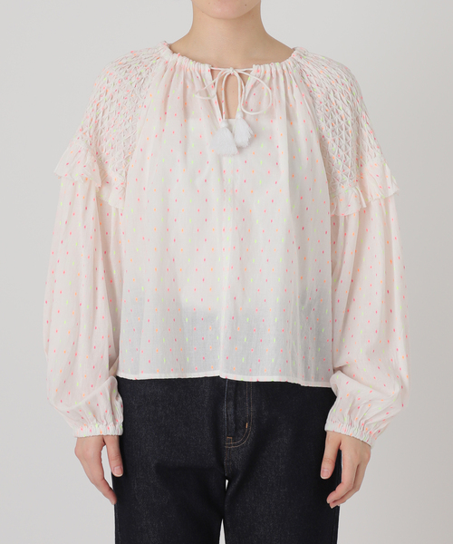 SLOBE citron.(スローブシトロン)の「SLOBE citron. スモッキングコットンブラウス(シャツ/ブラウス・レディース・A/ホワイト/ピンク・FREE)」の20枚目の写真