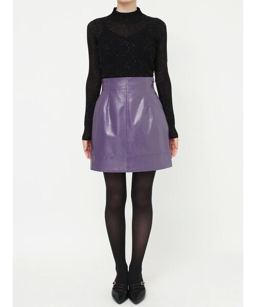 MERCURYDUO（マーキュリーデュオ）の「フェイクレザーミニスカート（スカート・レディース・パープル/ボルドー・SMALL/MEDIUM）」の5枚目の写真