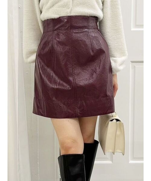 MERCURYDUO（マーキュリーデュオ）の「フェイクレザーミニスカート（スカート・レディース・パープル/ボルドー・SMALL/MEDIUM）」の2枚目の写真