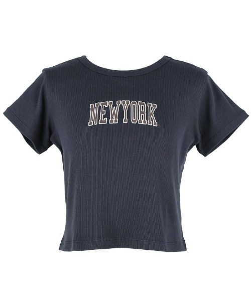 coca(coca)(コカ)の「クロップド丈ロゴリブTシャツ(Tシャツ/カットソー・レディース・チャコール/ネイビー・S/L/M)」の9枚目の写真