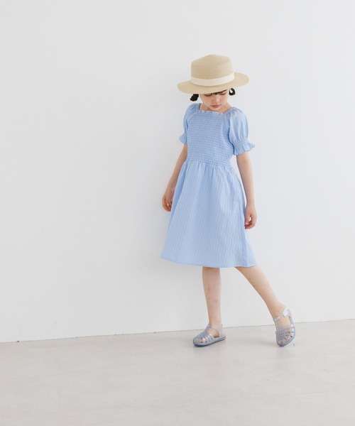 BAYFLOW(ベイフロー)の「シャーリングワンピース(KIDS)(ワンピース・キッズ・ブルー/ネイビー/グリーン・110cm/120cm/130cm/140cm/150cm)」の18枚目の写真