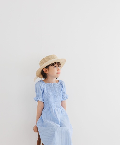 BAYFLOW(ベイフロー)の「シャーリングワンピース(KIDS)(ワンピース・キッズ・ブルー/ネイビー/グリーン・110cm/120cm/130cm/140cm/150cm)」の19枚目の写真