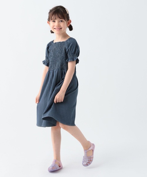 BAYFLOW(ベイフロー)の「シャーリングワンピース(KIDS)(ワンピース・キッズ・ブルー/ネイビー/グリーン・110cm/120cm/130cm/140cm/150cm)」の21枚目の写真
