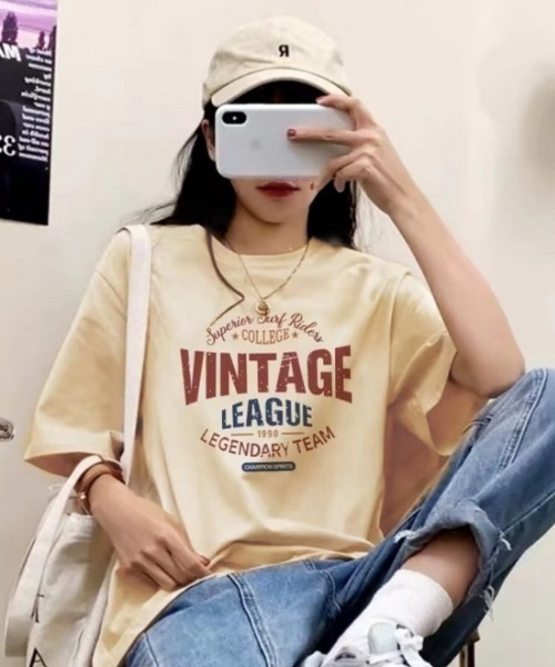 Ritzy(リッツィー)の「ロゴプリントT(Tシャツ/カットソー・レディース・ホワイト/ベージュ/グレー/ブラック・M/L/XL)」の4枚目の写真
