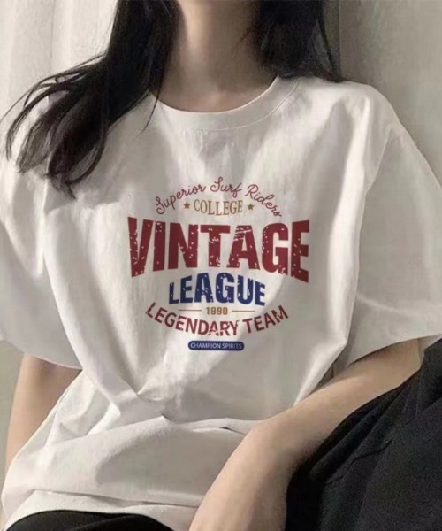Ritzy(リッツィー)の「ロゴプリントT(Tシャツ/カットソー・レディース・ホワイト/ベージュ/グレー/ブラック・M/L/XL)」の1枚目の写真