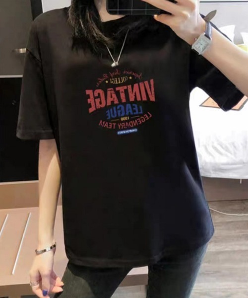 Ritzy(リッツィー)の「ロゴプリントT(Tシャツ/カットソー・レディース・ホワイト/ベージュ/グレー/ブラック・M/L/XL)」の5枚目の写真