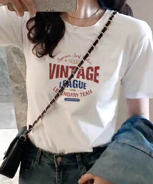 Ritzy(リッツィー)の「ロゴプリントT(Tシャツ/カットソー・レディース・ホワイト/ベージュ/グレー/ブラック・M/L/XL)」の6枚目の写真
