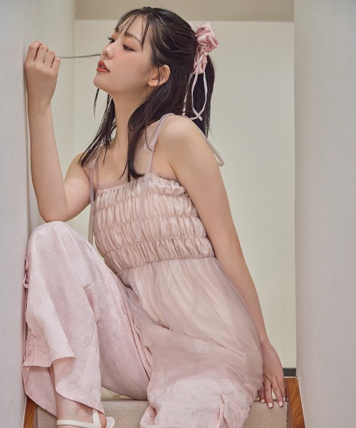 one after another NICE CLAUP(ワンアフターアナザーナイスクラップ)の「チュールビスチェ(キャミソール・レディース・ピンク/チャコールグレー/アイボリー・FREE)」の19枚目の写真