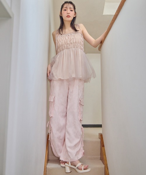 one after another NICE CLAUP(ワンアフターアナザーナイスクラップ)の「チュールビスチェ(キャミソール・レディース・ピンク/チャコールグレー/アイボリー・FREE)」の17枚目の写真