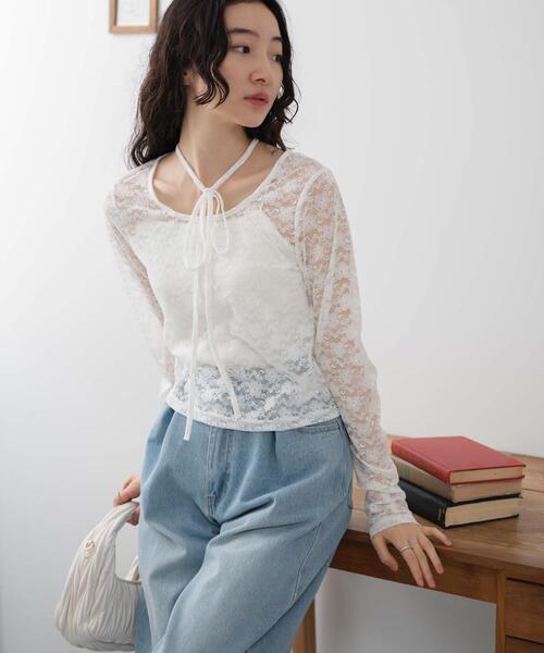 WEGO(ウィゴー)の「WEGO/チョーカーリボン付きレースロンT(Tシャツ/カットソー・レディース・ブラック/ホワイト・FREE)」の21枚目の写真