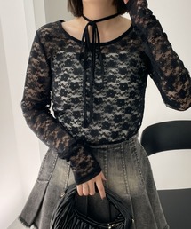WEGO | WEGO/【24年春夏新作】チョーカーリボン付きレースロンT(Tシャツ/カットソー)