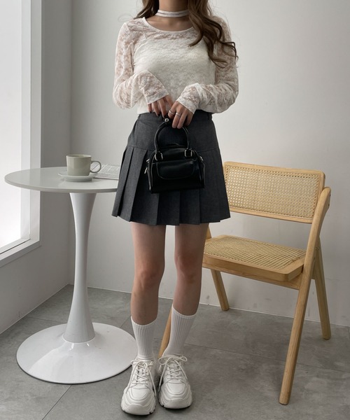 WEGO(ウィゴー)の「WEGO/チョーカーリボン付きレースロンT(Tシャツ/カットソー・レディース・ブラック/ホワイト・FREE)」の3枚目の写真