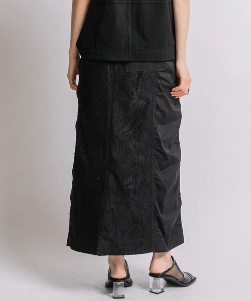 AULA AILA（アウラアイラ）の「AULA AILA/アウラアイラ/LACE COMBINATION STRAIGHT SKIRT（スカート・レディース・ブラック/ホワイト系2・0/1）」の6枚目の写真