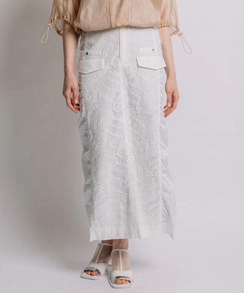 AULA AILA（アウラアイラ）の「AULA AILA/アウラアイラ/LACE COMBINATION STRAIGHT SKIRT（スカート・レディース・ブラック/ホワイト系2・0/1）」の12枚目の写真