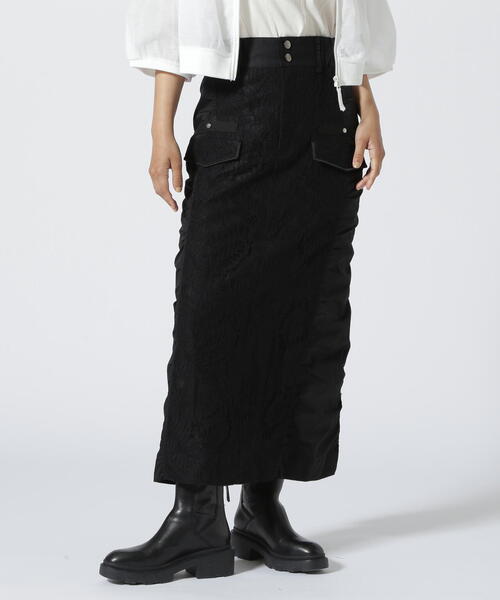 AULA AILA（アウラアイラ）の「AULA AILA/アウラアイラ/LACE COMBINATION STRAIGHT SKIRT（スカート・レディース・ブラック/ホワイト系2・0/1）」の2枚目の写真