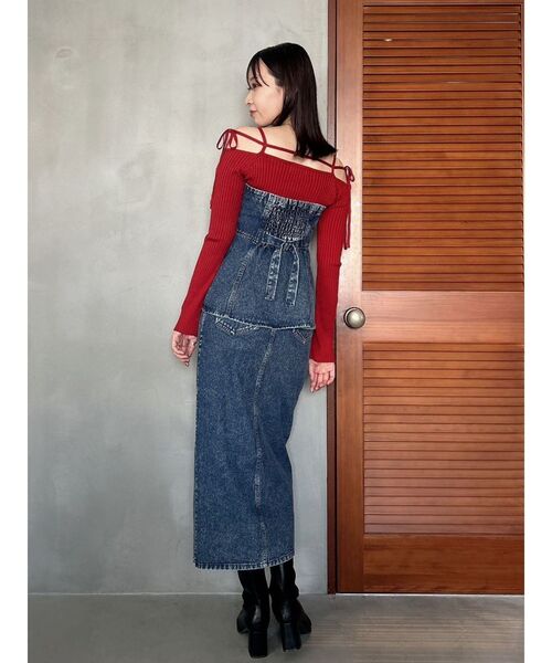 dazzlin（ダズリン）の「スーパーハイウエストIラインスカート（デニムスカート・レディース・ブラック/インディゴブルー・MEDIUM/SMALL）」の18枚目の写真