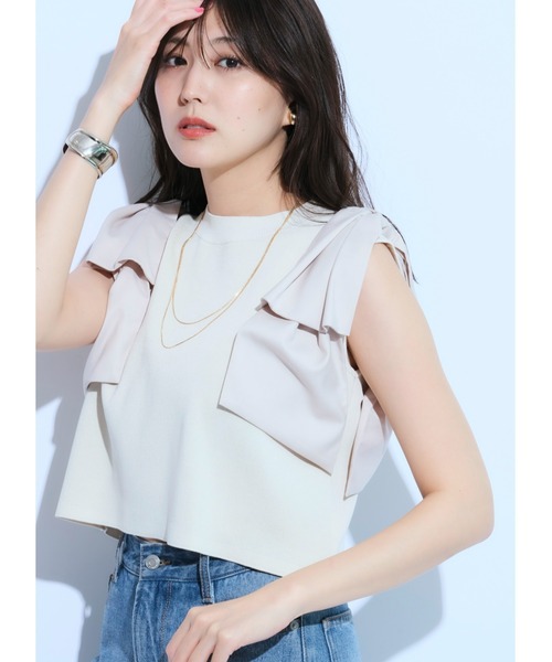 マイストラーダ♡ショルダーリボン ニット Mystrada（マイストラーダ）の「ショルダーリボンリブニット