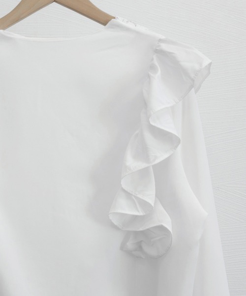 Miniministore(ミニミニストア)の「フリルブラウス レース切替ブラウス 薄手(シャツ/ブラウス・レディース・ホワイト/ブラック・FREE)」の12枚目の写真