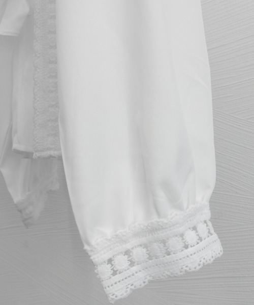 Miniministore(ミニミニストア)の「フリルブラウス レース切替ブラウス 薄手(シャツ/ブラウス・レディース・ホワイト/ブラック・FREE)」の10枚目の写真
