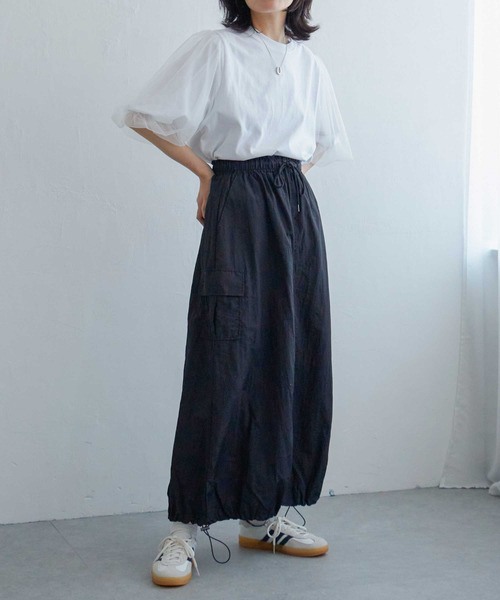 VENCEEXCHANGE（ヴァンスエクスチェンジ）の「チュールスリーブTシャツ（Tシャツ/カットソー・レディース・ブラウン/チャコール/ブラック/オフホワイト・FREE）」の9枚目の写真