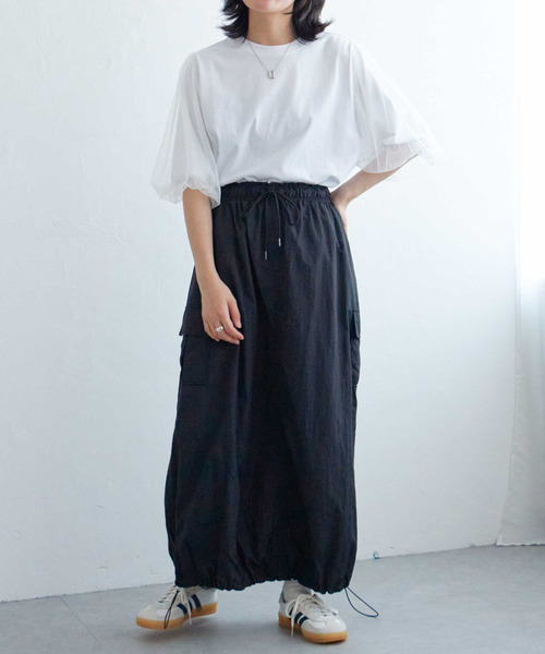 VENCEEXCHANGE（ヴァンスエクスチェンジ）の「チュールスリーブTシャツ（Tシャツ/カットソー・レディース・ブラウン/チャコール/ブラック/オフホワイト・FREE）」の10枚目の写真