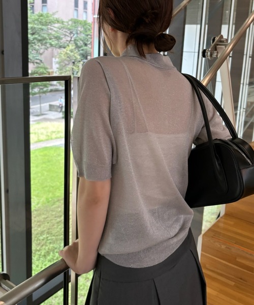 Birthday room（バースデイルーム）の「シアーラメニットポロ（ポロシャツ・レディース・ブラック/グレー・FREE）」の22枚目の写真