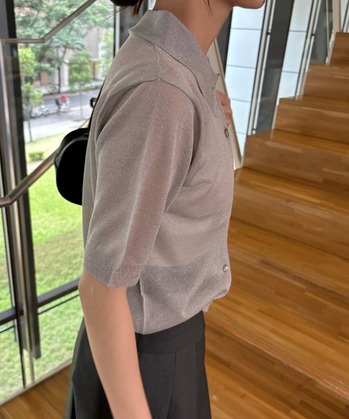 Birthday room（バースデイルーム）の「シアーラメニットポロ（ポロシャツ・レディース・ブラック/グレー・FREE）」の16枚目の写真