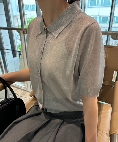 Birthday room（バースデイルーム）の「シアーラメニットポロ（ポロシャツ・レディース・ブラック/グレー・FREE）」の20枚目の写真