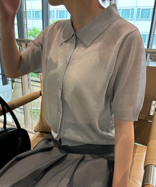 Birthday room（バースデイルーム）の「シアーラメニットポロ（ポロシャツ・レディース・ブラック/グレー・FREE）」の18枚目の写真