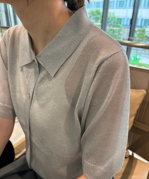 Birthday room（バースデイルーム）の「シアーラメニットポロ（ポロシャツ・レディース・ブラック/グレー・FREE）」の21枚目の写真