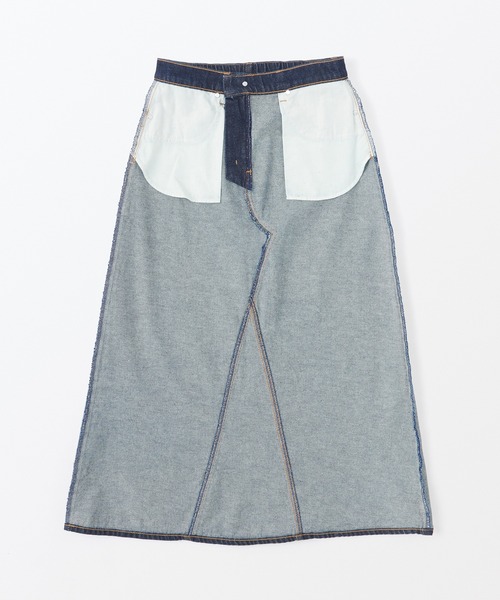 無印良品（ムジルシリョウヒン）の「婦人　木の実から作ったカポック混　デニムＡラインスカート（デニムスカート・レディース・ライトブルー/ダークネイビー・S/M/L/XL）」の19枚目の写真