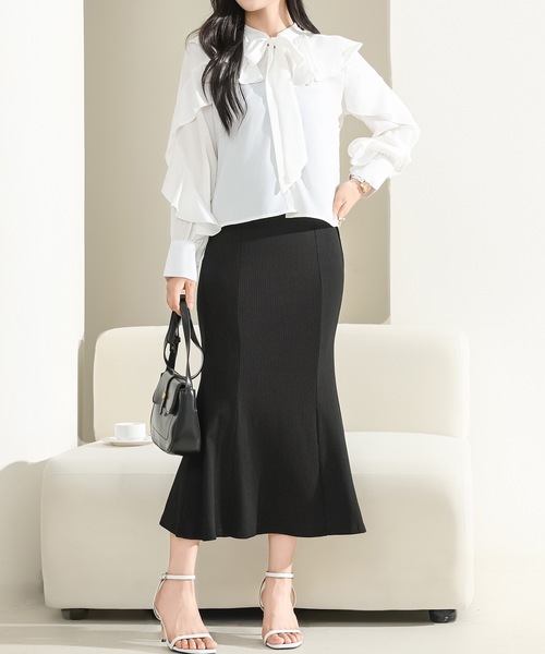 Lace Ladies（レースレディース）の「【2点セット】フリル ブラウス キャミソール ロング ワンピース セットアップ（ワンピース・レディース・グレー/ブラック・S/FREE）」の3枚目の写真
