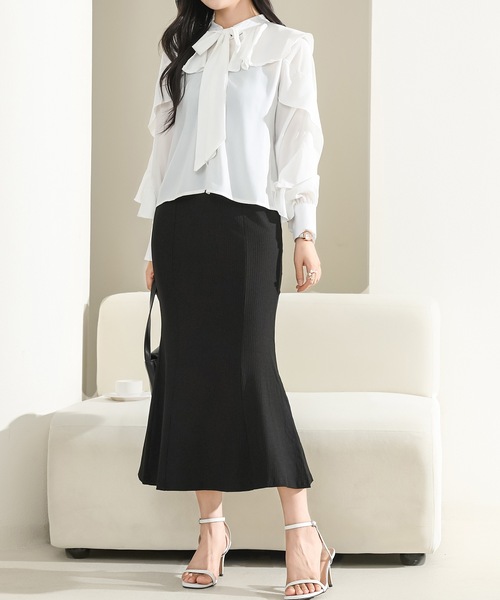 Lace Ladies（レースレディース）の「【2点セット】フリル ブラウス キャミソール ロング ワンピース セットアップ（ワンピース・レディース・グレー/ブラック・S/FREE）」の6枚目の写真