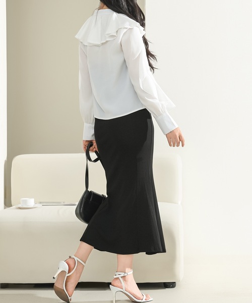 Lace Ladies（レースレディース）の「【2点セット】フリル ブラウス キャミソール ロング ワンピース セットアップ（ワンピース・レディース・グレー/ブラック・S/FREE）」の8枚目の写真