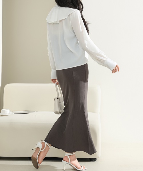 Lace Ladies（レースレディース）の「【2点セット】フリル ブラウス キャミソール ロング ワンピース セットアップ（ワンピース・レディース・グレー/ブラック・S/FREE）」の14枚目の写真