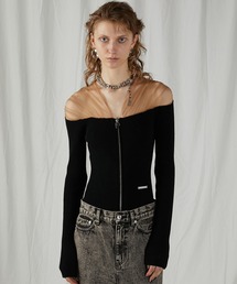 PRANK PROJECT | チュールトリムニットボディスーツ / Tulle Trim Knit Bodysuit(ニット/セーター)