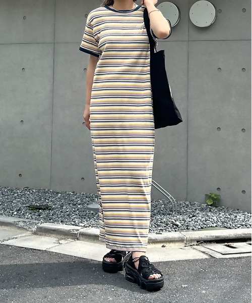 mi via loca(ミヴィアロカ)の「【2WAY】マルチボーダーテレコ半袖ワンピース(ワンピース・レディース・ブラック系/ブルー系/ピンク系・FREE)」の16枚目の写真
