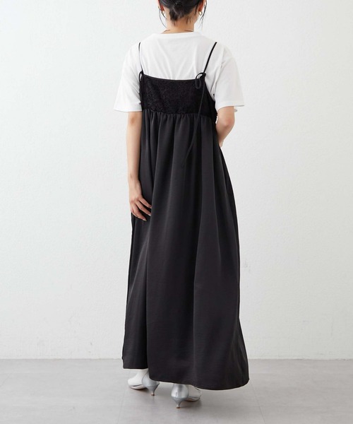 CIAOPANIC TYPY（チャオパニックティピー）の「2WAYフェザー切替ナイロンキャミワンピース（ワンピース・レディース・カーキ/ブラック/オフホワイト・ONE SIZE）」の6枚目の写真