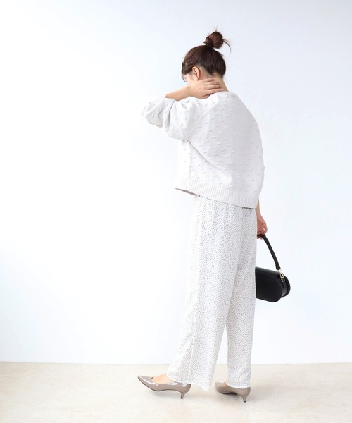 Jines(ジネス)の「サテン切り替えドットイージーパンツ(その他パンツ・レディース・ホワイト/ブラック・38)」の8枚目の写真