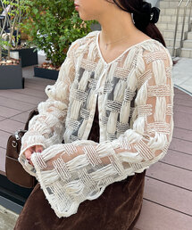 Kastane | 【7.21(日)0:00発売/ZOZOTOWN先行/2024AW/前後2WAY】格子レース2WAYカーディガン(シャツ/ブラウス)