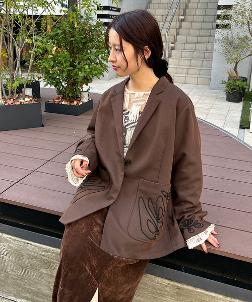 Kastane(カスタネ)の「【前後2WAY】格子レース2WAYカーディガン(シャツ/ブラウス・レディース・ブラック/アイボリー・FREE)」の11枚目の写真