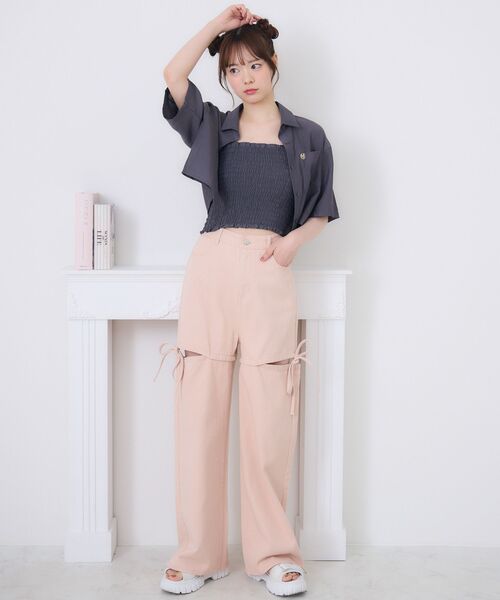 ems excite（エムズエキサイト）の「プレート付きシャツ＆キャミSET（シャツ/ブラウス・レディース・ナチュラル/ブルー/ダークグレー・FREE）」の14枚目の写真