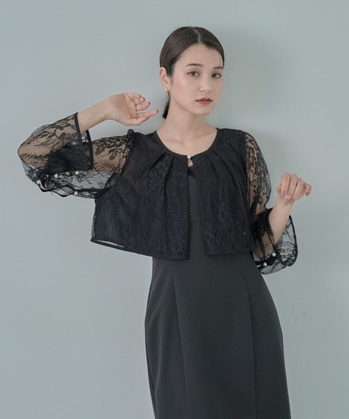 earth music&ecology(アースミュージックアンドエコロジー)の「SET2点レースブラウス付きナローワンピース(ワンピース・レディース・グレイッシュブルー/ブラック・M/S)」の12枚目の写真