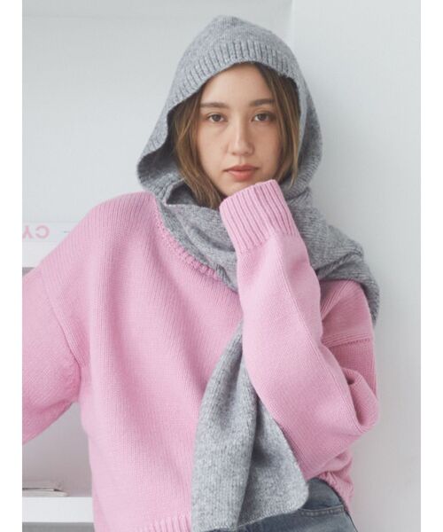 Ungrid(アングリッド)の「フードニットマフラー(マフラー・レディース・アイボリー/ライトグレー・FREE)」の3枚目の写真