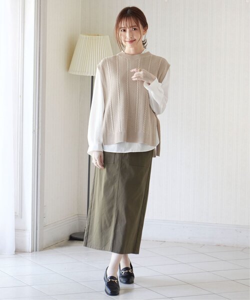 ikka(イッカ)の「【雑誌InRed10月号掲載】サイドリボンニットベスト(ベスト・レディース・チャコールグレー/ベージュ/ネイビー/マスタード・M/L/S)」の19枚目の写真